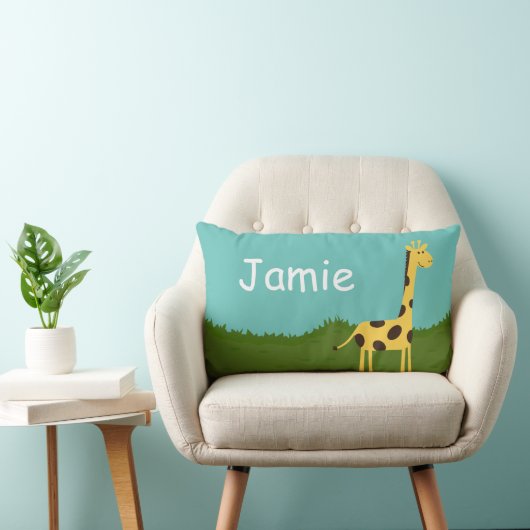 Cute Giraffe in Grass Personalized Sierkussen Kussen (Stoel)