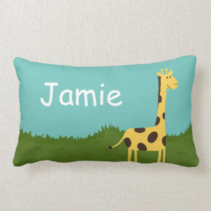 Cute Giraffe in Grass Personalized Sierkussen Kussen