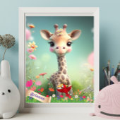 Cute Giraffe in tuinen gepersonaliseerde Art Nurse Poster