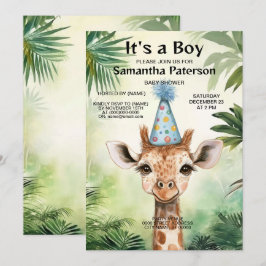 Cute Giraffe Jungle Baby Shower Party Beautiful Kaart
