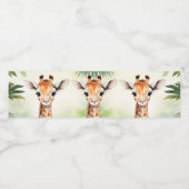 Cute Giraffe Jungle Baby Shower Party Beautiful Waterfles Etiket (Enkel label)
