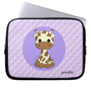 Cute giraffe kawaii cartoon name meisjes laptop sleeve