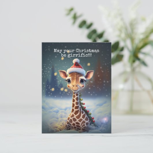 Cute Giraffe Kerstmis Feestdagenkaart (Staand voorkant)