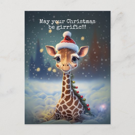 Cute Giraffe Kerstmis Feestdagenkaart (Voorkant)