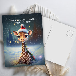 Cute Giraffe Kerstmis Feestdagenkaart