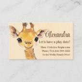 Cute Giraffe Kids Name Childrens Play Date Calling Visitekaartje (Voorkant)
