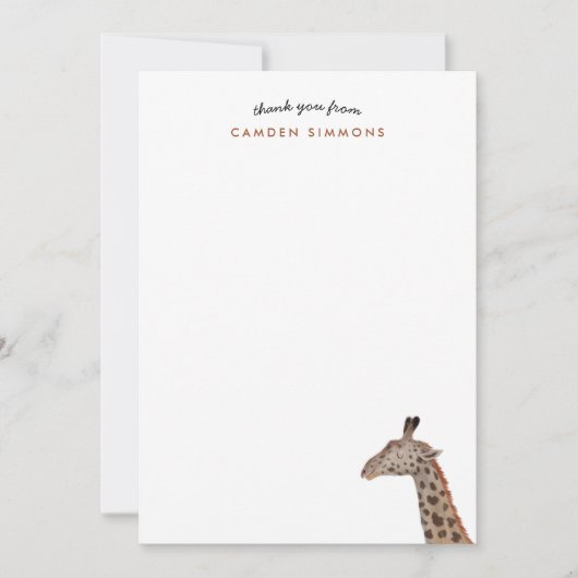 Cute Giraffe Kinder Briefpapier Bedankkaart (Voorkant)