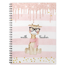 Cute Giraffe met Glasses Wiskunde Teacher Notitieboek