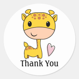 Cute Giraffe met hart Hartelijk dank Ronde Sticker