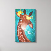 Cute Giraffe met vogelschildering Canvas Afdruk (Voorkant)