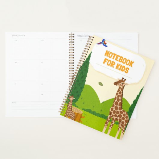 Cute Giraffe Notebook for Kids – Fun Animal Cover, (Devant avec enveloppe)