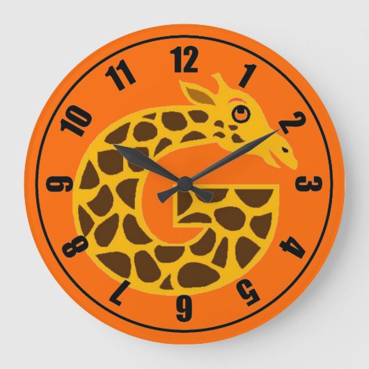 Cute Giraffe Oranje Clock Grote Klok (Voorkant)