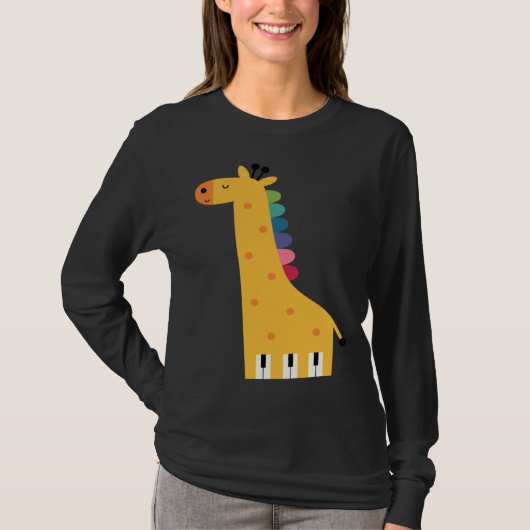 Cute Giraffe Piano Music T-shirt (Voorkant)