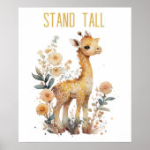 Cute Giraffe Poster de animal Floral (Devant)