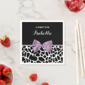 Cute Giraffe Print Lavender Paars Bow met naam Servetten (Insitu)