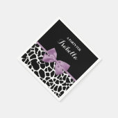 Cute Giraffe Print Lavender Paars Bow met naam Servetten (Hoek)