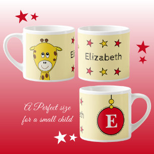 Cute giraffe red yellow with sterren child's espresso kop