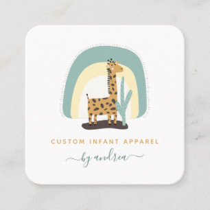 Cute Giraffe regenboog en Cactus Cacti Baby Boutiq Vierkante Visitekaartje