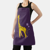 Cute Giraffe Roller Skating Paars Schort (Insitu)