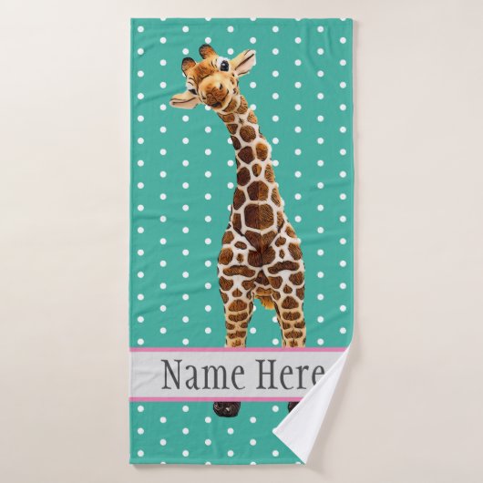 Cute Giraffe Safari Animal Jungle Nom sauvage  (Serviette de bain)