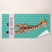Cute Giraffe Safari Animal Jungle Nom sauvage  (Serviette de bain)
