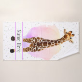 Cute Giraffe Safari Animal Jungle Nom sauvage Bain (Serviette de bain)
