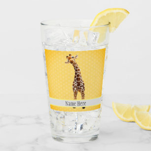 Cute Giraffe Safari Animal Oerwoud Name Yellow Kin Glas