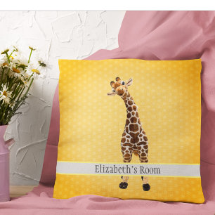 Cute Giraffe Safari Animal Oerwoud Name Yellow Kin Kussen