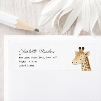 Cute Giraffe Safari Retouradreslabels Etiket