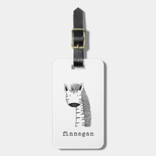 Cute Giraffe Simple Line Illustration Custom Name Bagagelabel