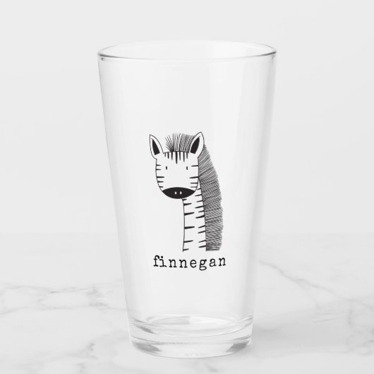 Cute Giraffe Simple Line Illustration Custom Name Glas (Voorkant)