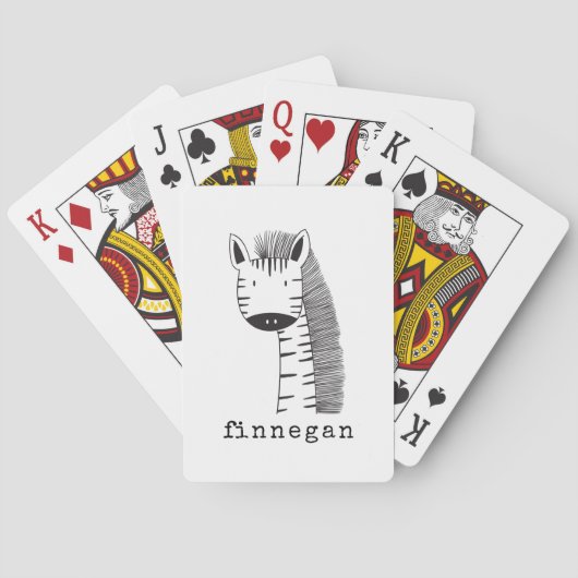 Cute Giraffe Simple Line Illustration Custom Name Pokerkaarten (Achterkant)