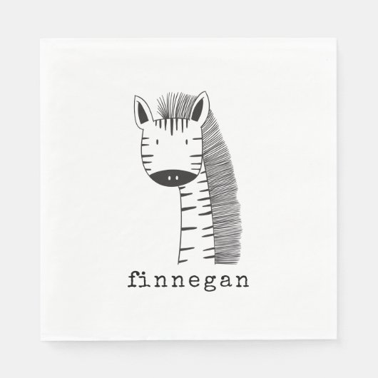 Cute Giraffe Simple Line Illustration Custom Name Servet (Voorkant)