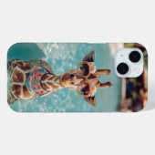Cute Giraffe Swimming Pool iPhone Case (Achterkant (horizontaal))