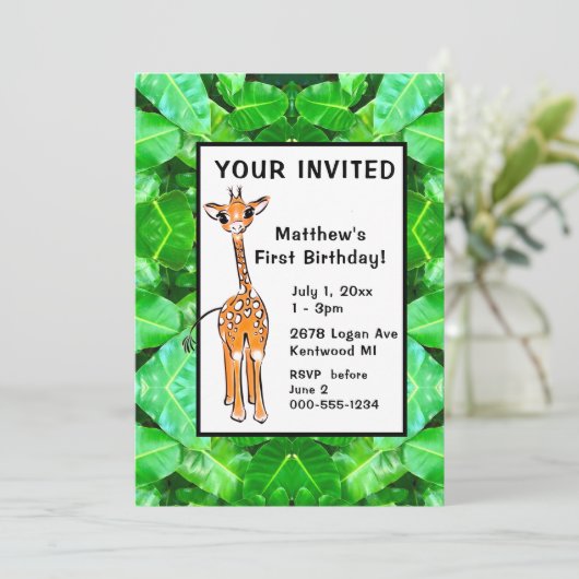 Cute Giraffe tropical vertrekt safari vrienden Kaart (Staand voorkant)