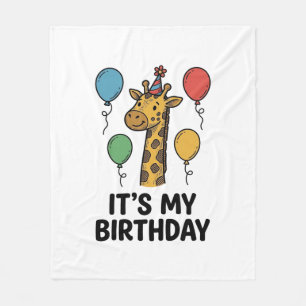Cute Giraffe Verjaardagsshirt Vintage Feest Design Fleece Deken