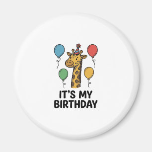 Cute Giraffe Verjaardagsshirt Vintage Feest Design Magneet