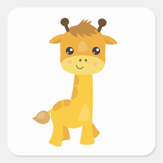 Cute Giraffe Vierkante Sticker (Voorkant)