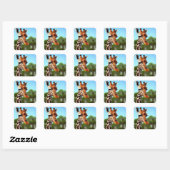 Cute Giraffe Vierkante Sticker (Vel)