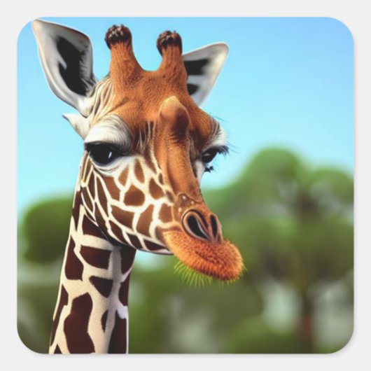 Cute Giraffe Vierkante Sticker (Voorkant)