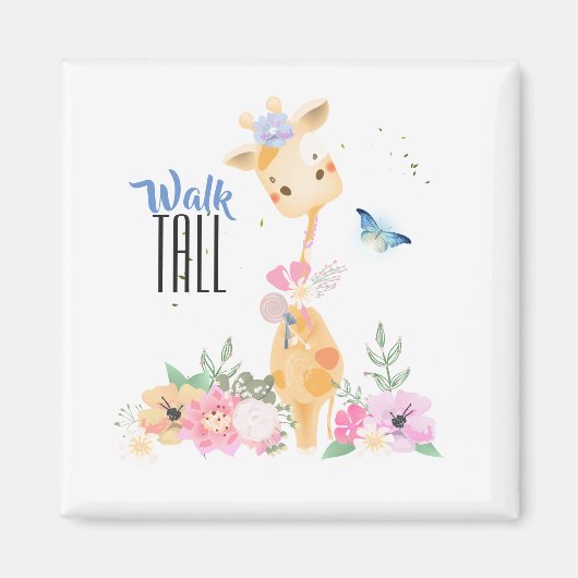 Cute Giraffe Walk Tall Typografie Magneet (Voorkant)