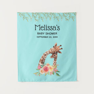 Cute Giraffe Watercolor Moeder & Baby Baby Shower Wandkleed