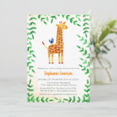 Cute Giraffe Waterverf Baby douwer-uitnodigingen Kaart (Staand voorkant)