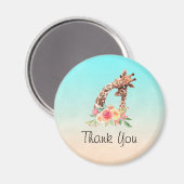 Cute Giraffe Waterverf Mam & Baby Hartelijk dank Magneet (Voorkant / Achterkant)
