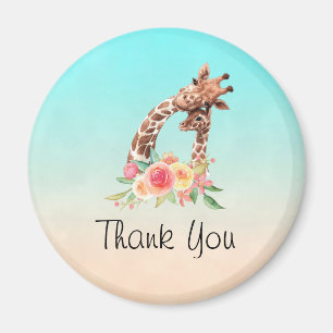 Cute Giraffe Waterverf Mam & Baby Hartelijk dank Magneet