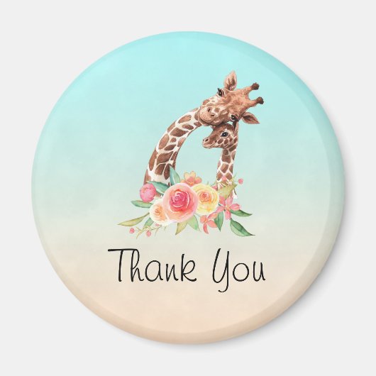 Cute Giraffe Waterverf Mam & Baby Hartelijk dank Magneet (Voorkant)