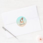 Cute Giraffe Waterverf Mam & Baby Hartelijk dank Ronde Sticker (Envelop)
