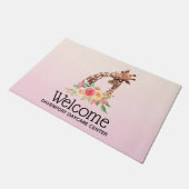 Cute Giraffe Waterverf Mam & Baby Welkom Deurmat (Schuin)