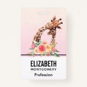 Cute Giraffe Waterverf Mam en Baby Badge (Achterkant)