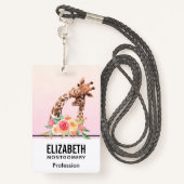 Cute Giraffe Waterverf Mam en Baby Badge (Achterkant met draagriem)